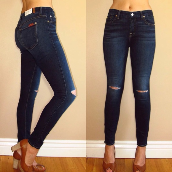 Last 👆7 For All Mankind Skinny Distressed Jeans - Picture 9 of 9